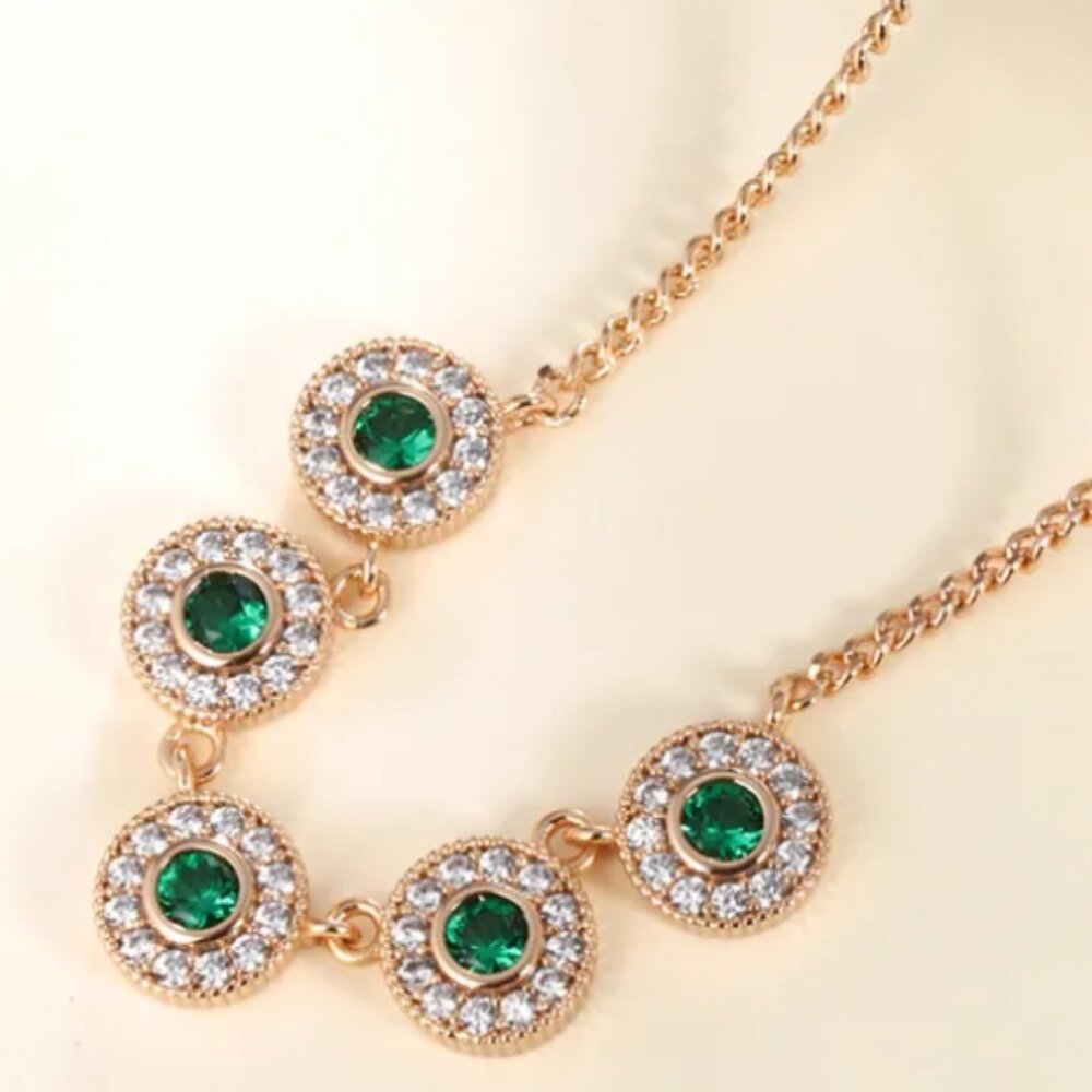 XUPING Sweet Round Copper Synthetic CZ 18K Gold Plated Inlay Necklace